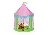 Spielzelt Prinzessin, für Kinder, Prinzessinnenschloss indoor, hd 135x102 cm, Kinderzelt 4 Eingänge, grün/rosa - Relaxdays