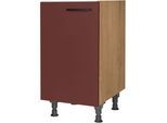 Spülenschrank NOBILIA "Easytouch", Ausrichtung wählbar, vormontiert, in den Breiten", rot (front: lacklaminat rostrot ultramatt, korpus: eiche sierra nachbildung), B:45cm H:87cm T:58,3cm, Schränke, Spülenschrank, 45 und 60 cm, mit höhenverstellbaren Sockelfüßen