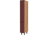 Apothekerschrank NOBILIA ""Easytouch", mit 5 Einhängekörben, Breite 30 cm, Höhe 216,6 cm", rot (front: lacklaminat rostrot ultramatt, korpus: eiche sierra nachbildung), B:30cm H:216,6cm T:58,3cm, Schränke, vormontiert, Ein- und Auszugsdämpfung SoftStoppPro