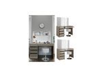 Vicco Schminktisch Sherry Greige Hochglanz 120 x 75 cm 5 Schubladen Spiegel Hocker