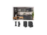 Vicco Schubladenunterschrank R-Line Schwarz Beton Anthrazit 40 cm mit Arbeitsplatte Anthrazit