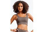 LASCANA Crop-Top '- Seamless Top' braun Gr. M (40/42) für Damen. Rundhals und Logostickerei. Figurbetont