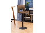 Barhocker ACTONA GROUP "Sylvia Barstuhl, Höhenverstellbar", braun (hellbraun), B:41,5cm H:115cm T:52cm, 100% Polyester, Hocker, Barhocker, Trompetenfuß, Gasfeder, drehbar, vertikale Nähte, 2er-Satz