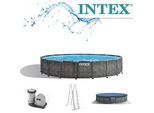 Intex Frame Pool Set Greywood rund 549 x 122 cm inklusive Zubehör