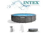 Intex Premium Frame Pool Set Prism Greywood Ø 457 x 122 cm