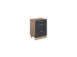 Vicco Schubladenunterschrank R-Line Schwarz Beton Eiche 60 cm ohne Arbeitsplatte