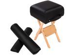tectake® Hocker mit 2 Lagerungsrollen, aus Holz und Kunstleder, gute Polsterung, leichte Reinigung