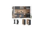 Vicco Apothekerunterschrank R-Line Schwarz Beton Eiche 30 cm mit Arbeitsplatte Eiche