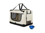 Juskys Hundetransportbox Lassie S (beige) faltbar mit Decke - 34x50x36 cm Hundetasche Hundebox