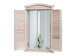 Wandspiegel Badspiegel Badezimmer Spiegelfenster mit Fensterläden, 71x46x5cm ~ shabby naturfarben