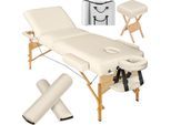 tectake® 3 Zonen Massageliege-Set, Breite 70 cm, Polsterung 10 cm, mit Holzgestell, 218 x 102 x 90 cm