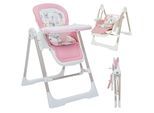 Baby Vivo 3in1 Kinderhochstuhl / Babywippe höhenverstellbar für Kinder - Lulu in Rosa