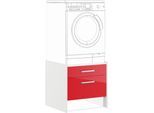 Waschmaschinenumbauschrank IMPULS KÜCHEN ""Turin", Breite/Höhe: 64/61,5 cm, mit Soft-Close", rot (rot hochglanz), B:64cm H:61,5cm T:68,5cm, Holzwerkstoff, Schränke, mit Schubkasten, mit Auszug, mit Auflagen für Wäschekorb
