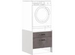 Waschmaschinenumbauschrank IMPULS KÜCHEN ""Prag", Breite/Höhe: 64/61,5 cm, mit Soft-Close", grau (beton, optik schiefer dunkelgrau), B:64cm H:61,5cm T:68,5cm, Holzwerkstoff, Dekorfolie, Schränke, mit Schubkasten, mit Auszug, mit Auflagen für Wäschekorb