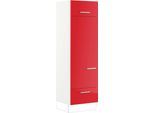 Kühlumbauschrank IMPULS KÜCHEN ""Turin", Breite/Höhe: 60/190,7 cm, mit Soft-Close", rot (rot hochglanz), B:60cm H:190,7cm T:57,9cm, Holzwerkstoff, Schränke, vormontiert, mit Drehtür, mit Auszug, mit Klapptür