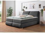 Boxspringbett HOME AFFAIRE "Breitenthal", grau (anthrazit), B:192cm L:222cm, Komplettbetten, Boxspringbett, abnehmbare Rückenkissen mit Klettband