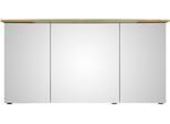 Badezimmerspiegelschrank SAPHIR "Serie 4010 Badezimmer-Spiegelschrank inkl. LED-Beleuchtung im Kranz", braun (halifax eiche quer nachbildung), B:142cm H:71,9cm T:26,5cm, Holzwerkstoff, Schränke, Badschrank 142 cm breit, 3 Türen, 6 Glas-Einlegeböden, inkl Türdämpfer