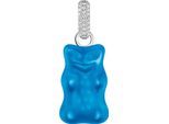 Kettenanhänger THOMAS SABO "THOMAS SABO x HARIBO Schmuck: Großer Anhänger Goldbär", blau (silberfarben, blau, kristallweiß, blau, kristallweiß), Schmuckanhänger, Damen, Silber 925 (recycelt), 4,05 g, Kettenanhänger, mit Kristallglas, Zirkonia (synth.)