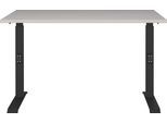 Schreibtisch GERMANIA "Downey, mechanisch höhenverstellbar" Tische Gr. B/H/T: 120 cm x 91 cm x 80 cm, beige (kaschmir, schwarz, kaschmir) Schreibtische moderne Farbvariationen, Breite 120140160180 cm, Made in Germany