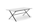 Esstisch HAMMEL FURNITURE "Meza Designtisch mit Auszugsfunktion und 2 Einlegeplatten", weiß (weiß, schwarz, weiß), B:210cm H:74cm T:100cm, Tischplatte: Weiss Laminat (schwarzer Rand), Gestell: Pulverbeschichtetes schwarzes Metall, RAL9005 matt., Tische, Esstisch