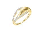 Fingerring "585 Gold zweifarbig mit 24x Zirkonia weiß", gelb, FASCINATION BY ELLEN K., Fingerringe, Damen, 056 (17,8), Gold, Fingerring