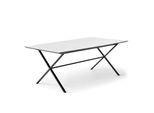 Esstisch HAMMEL FURNITURE "Meza Designtisch mit Auszugsfunktion und 2 Einlegeplatten", weiß (weiß, schwarz, weiß), B:165cm H:74cm T:90cm, Tischplatte: Weiss Laminat (schwarzer Rand), Gestell: Pulverbeschichtetes schwarzes Metall, RAL9005 matt., Tische, Esstisch