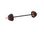 SPORTNOW Langhantel-Set 20 kg, inkl. 6 Hantelscheiben, 2 x 5kg, 2 x 2,5kg, 2 x 1,25kg, rutschfeste Stange, schwarz+rot - Schwarz+Rot