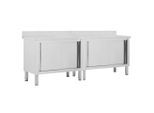 vidaXL Arbeitsschränke mit Schiebetüren 2 Stk. 240x50x(95-97) cm Edelstahl