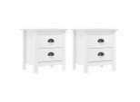 vidaXL Nachttisch Hill 2 Stk. Weiß 46x35x49,5 cm Massivholz Kiefer