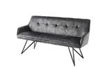 riess-ambiente Sitzbank EUPHORIA - 60cm dunkelgrau Samt Retrostil Ziersteppung Hairpin Legs Metallbeine Armlehnen