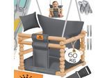 KIDIZ® Babyschaukel Kinderschaukel Schaukelsitz mit Polsterung Holz-Schaukel mit Anti-Kipp bis 60KG Höhenverstellbar Indoor & Outdoor 0,5 - 3 Jahre Montagezubehör & Sicherheitsgurt