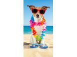 good morning Strandtuch Buddy, Microfaser (1-St), mit Hund & Sonnenbrille, blau|bunt