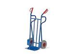 Stahlrohr-Sackkarre, bis 250 kg, luftgefüllte Räder, Sicherheitsgriffe, H 1250 x B 600 x T 450 mm, enzianblau RAL 5012