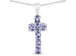 Kette mit Anhänger VIRA JEWELS "925-Sterling Silber rhodiniert Glänzend Tansanit violett", weiß, Halsketten, Damen, 45cm, 1,19, Silber 925 (Sterlingsilber), L: 45 B: 10mm, glänzend, B:10mm