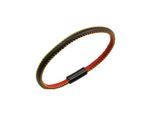 Zeeme Stainless Steel Armband echt Leder mit Deutschland-Farben 19cm