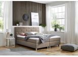 Boxspringbett, beige (schwarz, beige), B:215cm L:210cm, Bezug Bett: Feinstruktur 100% Polyester;Bezug Bonnell-Federkernmatratze: 100% Polyester;Bezug Kaltschaummatratze: 100% Polyester;Bezug Tonnentaschenfederkernmatratze: 80% Baumwolle, 20%Polyester;Topper: Komfortschaum mit Bezug 100% Polyester, WESTFALIA SCHLAFKOMFORT, Komplettbetten, Boxspringbett, mit Topper