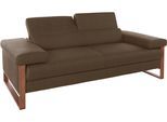 2-Sitzer W.SCHILLIG "finn", braun (mocca s37), B:210cm H:71cm T:106cm, Flachgewebe S22 (100% Polyester);Stoff S37 (100% Polyester);Longlife Xtra-Leder Z59: Glattleder mit modischer Prägung. Hautstärke 0, 9 - 1, 1 mm, Sofas, German Design Award 2016, Fußgestell Nussbaum natur, Breite 210 cm