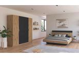 Schlafzimmer-Set RAUCH "Monza", grau (eiche artisan, graumetallic), Bett 180x200cm + ohne Matratze, B/H: 180cm x 200cm, Bett 180x200cm, Holzwerkstoff, Schlafzimmermöbel-Sets, mit Drehtürenschrank Breite 226 cm, Bettanlage in 2 Breiten