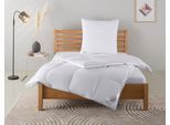 Daunenbettdecke + Kopfkissen HOME AFFAIRE "Moulle, Bettdecke in 135x200 cm, 155x220 cm, 2-tlg.", weiß, B/L: 155cm x 220cm Anzahl Teile 1, B/L: 80cm x 80cm Anzahl Teile 1, Bezug: Baumwolle Füllung: Entendaune/-feder, extrawarm, Bettdecken Bezug: 100% Baumwolle. Kopfkissen Bezug: 100% Baumwolle. Bettdecken Füllung: 90% Daunen, 10% Federn. Kopfkissen Füllung: 85% Federn, 15% Daunen, Bettwaren-Sets, S