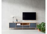 TV-Board HAMMEL FURNITURE "Mistral Fernsehschrank, Medienmöbel, Hängend", beige (weißpigmentierte eiche, matt lackiert), B:214,9cm H:57cm T:45cm, Dekorfolie, Furnier, Holzwerkstoff, Massivholz, Sideboards, TV-Board, mit Schubladen/Türen mit Akustikstoff, Lowboard, B: 214,9 cm