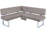 Eckbank K+W KOMFORT & WOHNEN "Santos II", grau (lightgrau), B:180cm H:87cm T:157cm, 100% Polyester, Sitzbänke, Eckbank, gepolstert, Eckbank, wahlweise langer Schenkel 180cm rechts oder links