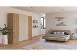 Schlafzimmer-Set RAUCH "Monza", braun (eiche artisan, champagner), Bett 180x200cm + ohne Matratze, B/H: 180cm x 200cm, Bett 180x200cm, Holzwerkstoff, Schlafzimmermöbel-Sets, mit Drehtürenschrank Breite 226 cm, Bettanlage in 2 Breiten