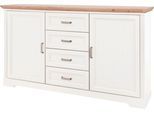 Kombikommode SCHLAFKONTOR "Jasmin II", braun (anderson pine, abgesetzt artisan eiche), B:164cm H:90cm T:41cm, Holzwerkstoff, MDF, Sideboards, Kombikommode, im Landhausstil
