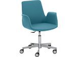 Bürostuhl MAYER SITZMÖBEL "Sessel myHELIOS" Stühle Gr. B/H: 65 cm x 82 cm, 1 St., Struktur (recyceltes Polyester) uni, Aluminium, blau (türkis, aluminium) Drehstühle