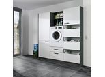 Schrank-Set EXPRESS KÜCHEN "Arta", grau (weiß, anthrazit), B:180cm, Kastenmöbel-Sets, Mehrzweckschrank, ohne Geräte, vormontiert, mit Soft-Close-Funktion, Stellbreite 185cm