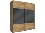Schwebetürenschrank WIMEX "Easy", grau (plankeneichefarben, grauglas), B:135cm H:210cm T:65cm, Schränke, Schwebetürenschrank, mit Teilglas