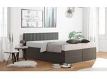 Boxspringbett, grau (anthrazit), B:215cm L:210cm, Bezug: 100% Polyester;Polsterwatte: 100% Polyester, WESTFALIA SCHLAFKOMFORT, Komplettbetten, Boxspringbett, mit Zierkissen, wahlweise mit Topper