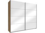 Schwebetürenschrank WIMEX "Easy", braun (plankeneichefarben, weißglas), B:225cm H:210cm T:65cm, Schränke, mit Vollglas