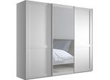 Schwebetürenschrank WIEMANN "Göteborg", weiß (weiß, kristallspiegel), B:246,3cm H:220cm T:67cm, Glas, Holzwerkstoff, Schränke, Schwebetürenschrank, Querriegel und Griffleisten im Korpusfarbton, inkl. Spiegel