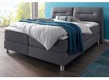 Boxspringbett MAINTAL, grau (anthrazit), Strukturstoff, Liegefläche B/L: 160cm x 200cm, H2 + H2, 7-Zonen-Kaltschaummatratze, Bezug bei beige, anthrazit und hellgrau: pflegeleichter Strukturstoff (100% Polyester);Bezug bei weiß und schwarz: Kunstleder (100% Polyurethan);Spiegelfläche der Matratzen: Material angeben (100% Polyester), Komplettbetten, Boxspringbett, inkl. Topper